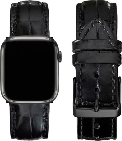 Handmade Alligator Leather Band Compatible with Apple Watch Ultra 49mm 45mm 44mm 42mm 41mm 40mm 38mm Crocodile Wristband Replacement Strap for Iwatch Series 8 7 6 5 4 3 2 1 SE Exotic Stingray Ostrich in Saudi Arabia