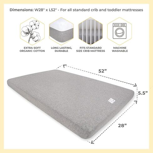 Burt's Bees Baby Essential Organic Cotton Fitted Crib Sheet, Breathable for Boy Girl Standard Crib & Toddler Mattresses in Kuwait