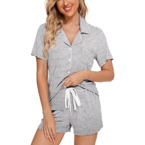 Leikar Womens Button Down Pajama Sets Bride Pajamas Sets Sleepwear Shorts Lounge Set