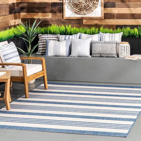 nuLOOM Robin Multi Stripe Indoor/Outdoor Runner Rug, 2' x 8', Grey in Saudi Arabia