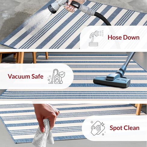 nuLOOM Robin Multi Stripe Indoor/Outdoor Runner Rug, 2' x 8', Grey in Saudi Arabia