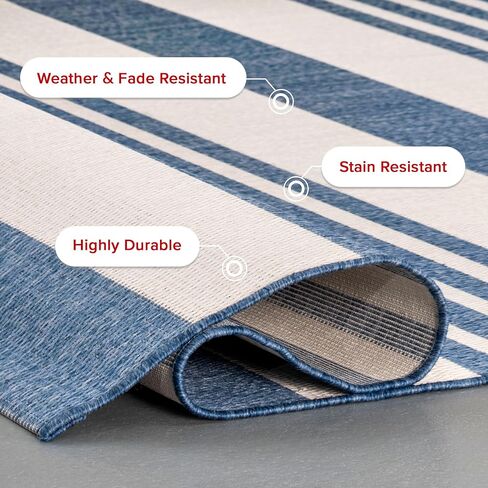 nuLOOM Robin Multi Stripe Indoor/Outdoor Runner Rug, 2' x 8', Grey in Saudi Arabia