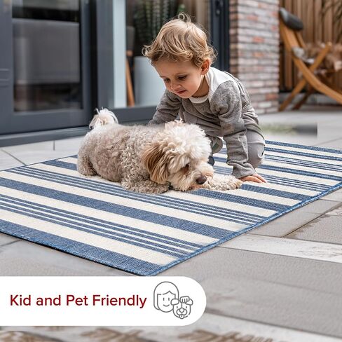 nuLOOM Robin Multi Stripe Indoor/Outdoor Runner Rug, 2' x 8', Grey in Saudi Arabia