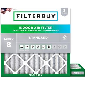 Filterbuy 16x20x2 Air Filter MERV 8 Dust Defense (2-Pack), Pleated HVAC AC Furnace Air Filters Replacement (Actual Size: 15.50 x 19.50 x 1.75 Inches) in Saudi Arabia