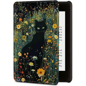 Case for Kindle Paperwhite 11th Generation 6.8", Durable PU Leather Cover with Auto Wake/Sleep Cover for Paperwhite 11th Generation and Signature Edition 2021 Released, Sunflower Ghost