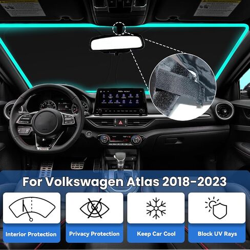 Car Front Windshield Sun Shade for Dodge RAM 1500 2019-2023, Car Window SunShades Shield Cover Visor Protector with 240T Reflective Fabric UV & Sun Heat Protection Accessories in Kuwait