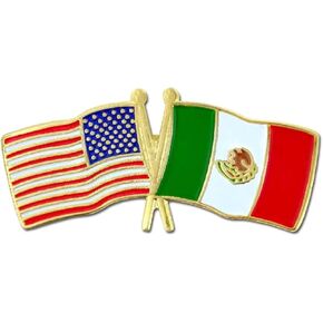 PinMart USA and Mexico Crossed Friendship Flag Enamel Lapel Pin