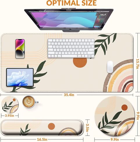 Desk Mat Set + Keyboard and Mouse Pad with Wrist Rest Support,4-in-1 Large Mousepad Computer Mats for Desktop Home & Office-with God in Kuwait