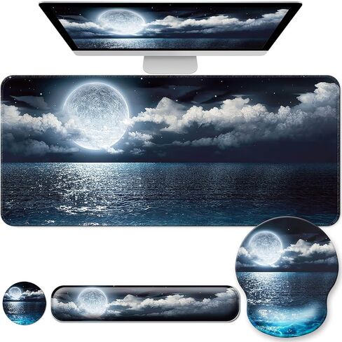 Desk Mat Set + Keyboard and Mouse Pad with Wrist Rest Support,4-in-1 Large Mousepad Computer Mats for Desktop Home & Office-with God in Kuwait
