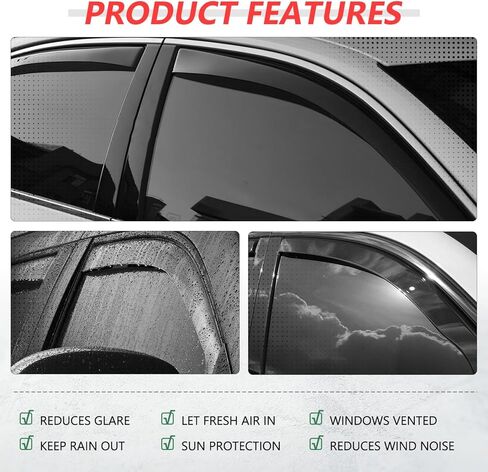 DNA MOTORING WVS-015 حاجب نافذة تهوية الدخان الداكن، واقي من المطر/الشمس، قطعتين، متوافق مع 99-07 سيلفرادو 1500/01-07 سيلفرادو 1500 HD 2500 HD 3500/99-06 سيلفرادو 2500 in Kuwait