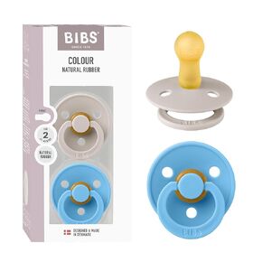 BIBS Color Soother 2-Pack، لهاية دمية خالية من BPA، صنع في الدنمارك، مقاس 3 (18+ شهرًا)، فانيليا/أحمر خدود