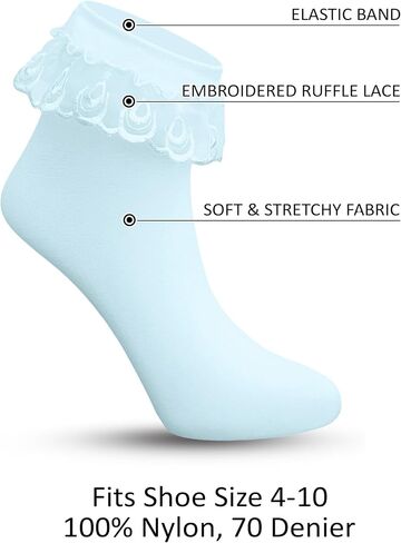 Sugar Sunday Women's Lace Ruffle Frilly Ankle High Casual Socks in Kuwait