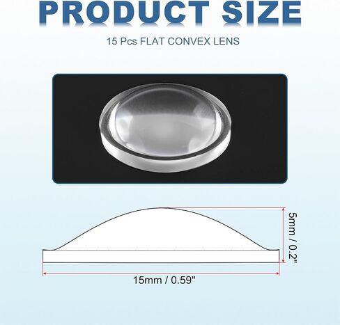 PATIKIL Diameter 29mm Flat Convex Lens, 15 Pcs Height 8.5mm PMMA Acrylic LED Optical Convex Condenser Lens with Edge for Flashlight Car Bike Head Lamp Spotlight, Transparent in Kuwait