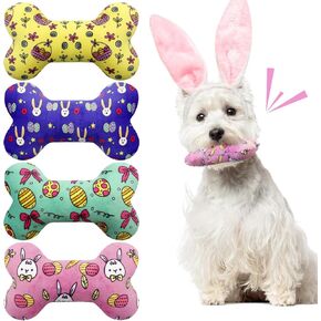 St. Patrick's Day Dog Toys, 4 Pack Plush Bone Squeaky Dog Toys, Interactive St Patricks Day Dog Gifts for Small and Medium Dogs