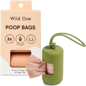 Wild One, Lilac Dog Poop Waste Bag Carrier, Leash Dispenser with easy twist top, elastic band to fit on any leash or tote, and 3 Boxes of Poop Waste Bags