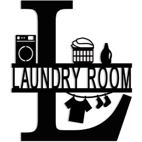 XORT Laundry Room Decor Sign, Vintage Metal Laundry Sign Wall Art for Modern Home, Kitchen, Bathroom Hanging Decoration. (Black - 12 x 14 inch)