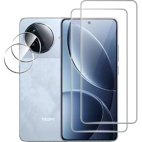 واقي شاشة Xiaomi Poco X6 Pro 5G مع واقي عدسة الكاميرا، غطاء زجاجي مقوى مقاوم للخدش بصلابة 9H، صديق للحافظة، مضاد لبصمات الأصابع، مضاد للخدش (2+2 حزمة) شفاف
