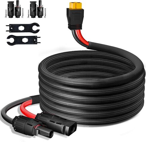 كابل الطاقة الشمسية إلى XT60 بطول 10 أقدام/3.048 متر، كابل تمديد 12AWG XT60 مع زوجين من IP67-ذكر/أنثى موصلات شمسية لسلك تمديد اللوحة الشمسية إلى محطة طاقة RV in Kuwait
