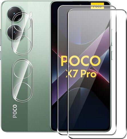 واقي شاشة Xiaomi Poco X6 Pro 5G مع واقي عدسة الكاميرا، غطاء زجاجي مقوى مقاوم للخدش بصلابة 9H، صديق للحافظة، مضاد لبصمات الأصابع، مضاد للخدش (2+2 حزمة) شفاف in Kuwait