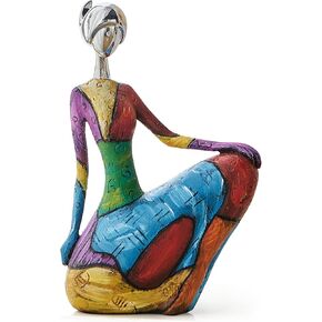 Octdays Art Female Sculpture Figurines, Abstract Woman Statue for Home Decor, Colorful Decorations for Living Room Shelf Office Cabinet Accents- A