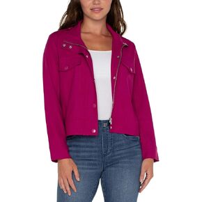 Liverpool Women's Utility Crop Textured Stretch Woven Zip Up Jacket