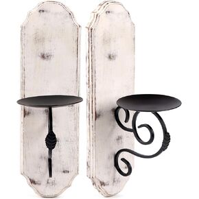 Candle Holders for Pillar Candles,Wooden Candleholders Table Centerpiece,Pillar Candle Holders 8" Pack of 2, Wood Candle Holders,Rustic Pillar Candle Holder,Farmhouse Candle Holders White Wash