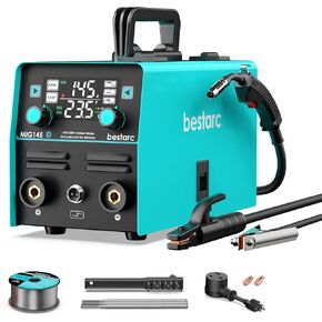 MIG Welder, 110V Flux Core MIG Welder/Lift TIG/Stick 3 in 1 MIG Welding Machine,MIG145 7GEN Synergy Single Phase Flux IGBT Welder Digital Screen Display