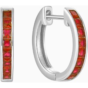Hoop Earrings 925 Sterling Silver Round Huggie Earring Birthstone Jewelry for Women