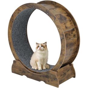 Cat Exercise Wheel,Cat Running Wheel ，Large Cat Wheel Exercise for Indoor Cats ，Cheap Cat Wheel，Cat Treadmill Wheel with Locking Mechanism (Rustic, 35.4")