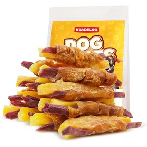 Duck Wrapped Double Sweet Potato Dog Treats, High Protein Duck Jerky Dog Treats Low Fat Dog Training Treats for Dog Snacks Soft Healthy Dog Chews for Small Medium Large Dogs 10.54oz in Kuwait