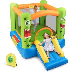 Costzon Inflatable Bounce House, Party Castle Bouncy House for Kids 12ft L x 9ft W x 6ft H Indoor Outdoor Fun with Large Jumping Area & Fun Slide, Toddler Bounce House for Backyard Birthday Gifts