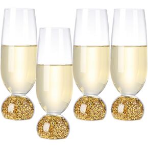 مجموعة نظارات الشمبانيا الكريستالية الخالية من الرصاص من 4 ، 7 أونصة المزامير شمبانيا صافية - مثالية للهدايا والحفلات وحفلات الزفاف وعيد الميلاد - البرامج الزجاجية طويلة الأمد وقابلة لإعادة الاستخدام in Kuwait