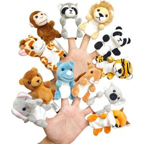 12Pcs Finger Puppet Set, Realistic Plush Animal Finger Puppet Role-Playing Story Finger Puppet Farm Animal Theme Soft Plush Toy for Kids