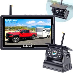 DoHonest Wireless Backup Camera Magnetic: Scratch-Proof Truck Trailer Hitch Rear View Camera HD 1080P No Wiring No Drilling Rechargeable 5 Inch Monitor System for Car RV Camper -V35
