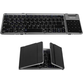 DeLUX Full Size Folding Keyboard 78 Keys, Wireless Bluetooth Keyboard with 2-in-1 Touchpad, Portable Travel Multi-Device and Multi-System Keyboard (KF17)