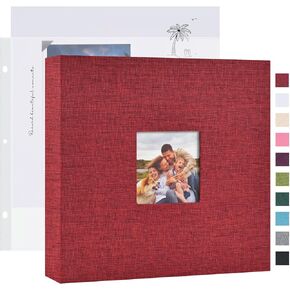 Mublalbum 12x12 Inch DIY Scrapbook Photo ألبوم مع 40 أكمام بلاستيكية 80 صفحة غطاء الكتان غطاء 3 رنين المجلد لزفاف عائلة وديني مشاريع (رمادية)