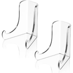 Chunful 2 Pieces Acrylic Plate Stands Clear Acrylic Easels Display Stands with Deep Support Shelves for Display Card Holder Photos Book Picture Table Top Holder Home Decors (3.5 x 3.5 x 4.5 Inch)
