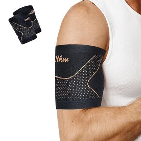 Copper Bicep Tendonitis Brace, Bicep Compression Sleeve for Pain Relief, Upper Arm Brace for Men and Women Muscle Strains Tear Injury (Copper, Large)