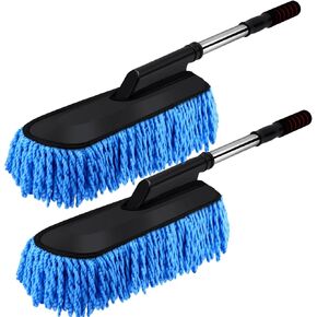2 Pack Microfiber Car Duster with Extendable Handle for Cleaning Car Dust Brush Set for Car Exterior Interior Cleaning Tools