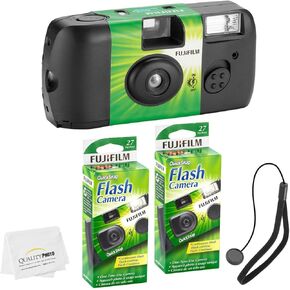كاميرا Fujifilm QuickSnap Flash 400 مقاس 35 مم للاستعمال مرة واحدة (عبوة واحدة) حزام يد إضافي + قطعة قماش من الألياف الدقيقة عالية الجودة