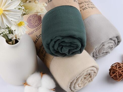 Meracorallo Muslin Swaddle Blanket Silky Soft Rainbow Receiving Blanket Swaddle Wrap for Baby Boys and Girls, 47 x 47 inches in Kuwait