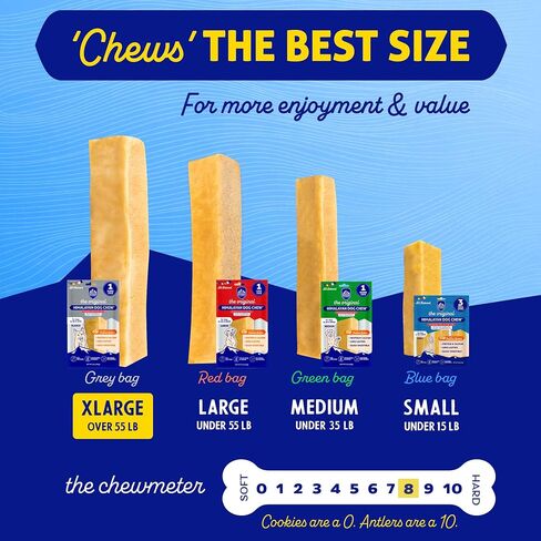 Himalayan Dog Chew Original Yak Cheese Dog Chews, 100% Natural, Long Lasting, Gluten Free, Healthy & Safe Dog Treats, Lactose & Grain Free, Protein Rich, Peanut Bits, X-Large, Dogs 55 lbs and Larger in Kuwait