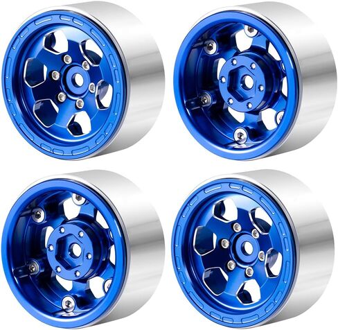 MOHERO 4Pcs 1.3 Aluminium Beadlock Wheel Rims for 1/18 1/24 RC Crawler TRX4M Axial SCX24 Upgrade Parts (Black) in Kuwait