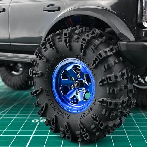 MOHERO 4Pcs 1.3 Aluminium Beadlock Wheel Rims for 1/18 1/24 RC Crawler TRX4M Axial SCX24 Upgrade Parts (Black) in Kuwait