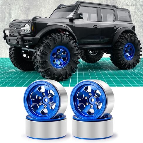 MOHERO 4Pcs 1.3 Aluminium Beadlock Wheel Rims for 1/18 1/24 RC Crawler TRX4M Axial SCX24 Upgrade Parts (Black) in Kuwait