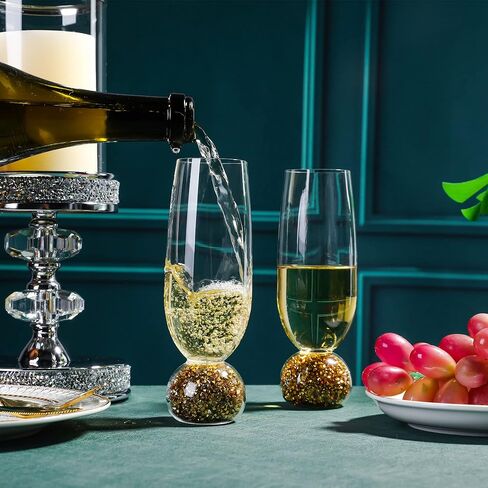 مجموعة نظارات الشمبانيا الكريستالية الخالية من الرصاص من 4 ، 7 أونصة المزامير شمبانيا صافية - مثالية للهدايا والحفلات وحفلات الزفاف وعيد الميلاد - البرامج الزجاجية طويلة الأمد وقابلة لإعادة الاستخدام in Kuwait