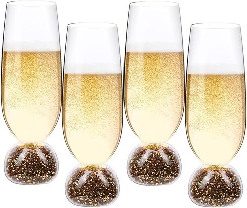 مجموعة نظارات الشمبانيا الكريستالية الخالية من الرصاص من 4 ، 7 أونصة المزامير شمبانيا صافية - مثالية للهدايا والحفلات وحفلات الزفاف وعيد الميلاد - البرامج الزجاجية طويلة الأمد وقابلة لإعادة الاستخدام in Kuwait
