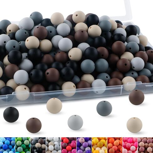 حبات السيليكون 150pcs 15mm لتصنيع مفاتيح Make Mix Color Round Beads للأقلام والحرف السوار (Multicolor) in Kuwait
