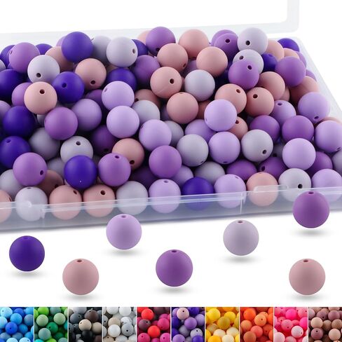 150pcs 15mm Silicone Beads for Keychain Making Mix Color Round Beads for Pens and Bracelet Crafts(Multicolor) in Kuwait