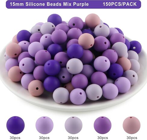 150pcs 15mm Silicone Beads for Keychain Making Mix Color Round Beads for Pens and Bracelet Crafts(Multicolor) in Kuwait